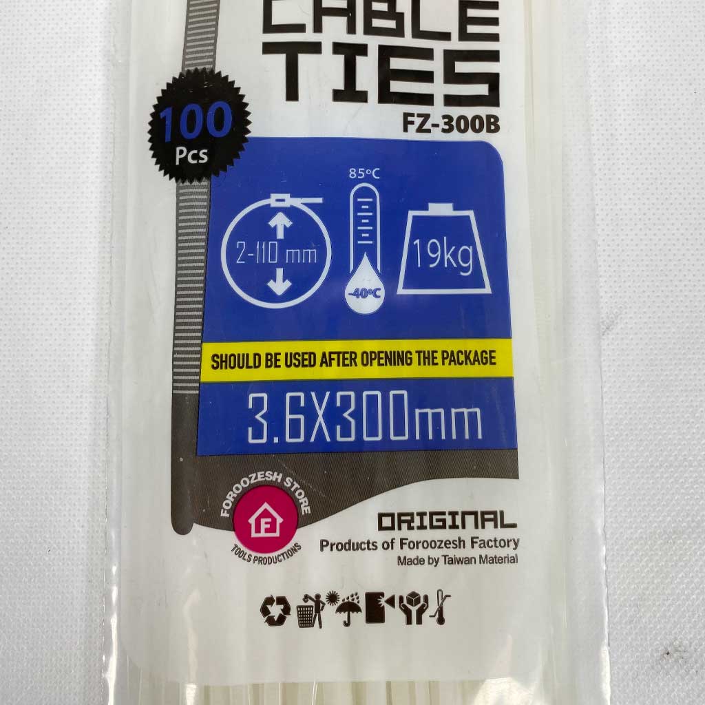بست کمربندی 30 سانتیمتر در 3.6 میلیمتر سفید | Cable ties